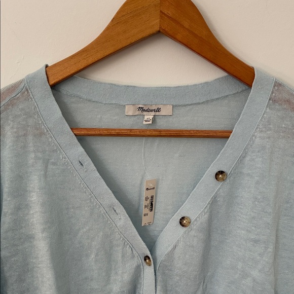 Linen-Blend V-Neck Cardigan - Picture 7 of 9
